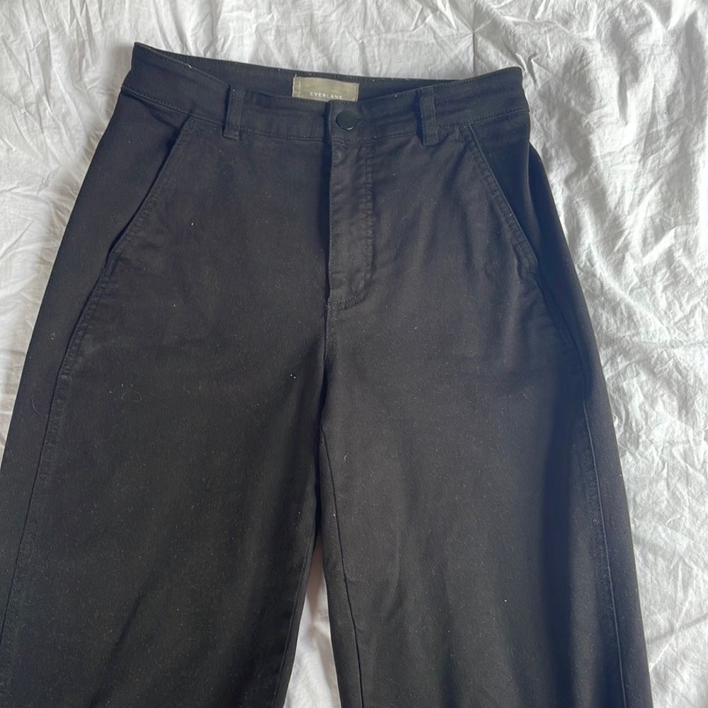 Everlane black wide leg cropped pant